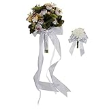 Dovewill ウェディングブーケ 　造花 花束 結婚式 二次会 撮影 にも　全４色　 - グレー