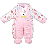 エルフ ベビー(Fairy Baby)ベビーカバーオール冬 ロンパース 足つき 防寒着フード付き 可愛い(ピンク、サイズ：73)