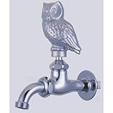 立水栓/水栓柱に取付け ガーデニングアニマル蛇口(万能蛇口メッキ)ふくろう