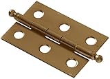 The Hillman Group 851195 1-1/2 x 1-1/4" Solid Brass Ball Tipped Hinge - Bright Brass Finish 2-Pack [