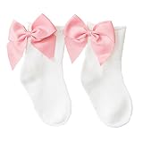 可愛い 蝶結び リボン付き ソックス 靴下 ベビー キッズ ガールズ 女の子 コットン 春秋 お出かけ 入学式 通学 無地 弾力 通気 お祝い 出産祝い プレゼント(1-3歳 対応足裏の長さ 15-1