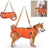 GIIPET-犬用介護ハーネス 夏 通気 犬 介護用ハーネス 歩行補助 老犬 けが 介護用品 脱着簡単 老犬/怪我/手術/快復中/病気 中型犬 小型犬 介護 服 脚 障害 リハビリ 散歩 胴輪 犬の前足と後ろ足の補助 お出かけ便利 (オレンジ【夏】, L(14-20kg))
