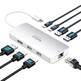 【マルチモニター 3画面拡張 2つHDMI＋DP＋LAN 】Selore 8in1ドッキングステーション hdmi 2つ 4K対応 3画面出力 モバイルタイプ 100W 急速充電 Displayport LAN 2 USB-A/USB-C 3.0ポート usb ハブ type-c MacBook Pro/Air 2020 Dell/Lenovo Yoga HPなどタイプC機種に対応
