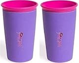 Wow Gear Cup for Kids 360 Spill Free Drinking Cup, Purple with Pink Lid, 9 oz, 2 Count by Wow Gear