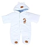 (コ-ランド) Co-land ベビー服 ふわふわ ロンパース 赤ちゃん カバーオール 耳付き 新生児 長袖 フード アニマル 着ぐるみ 綿入り 秋冬防寒 出産祝い ホワイトクマ 74