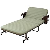 山善(YAMAZEN) 折りたたみベッド リクライニング42段階 キャスター付き 背もたれ62cm 耐荷重90kg 手すり付き 布団サイズ NTD-60LW(LGR)