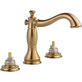 Delta 3597LF-CZMPU-LHP Cassidy Two Handle Widespread Bathroom Faucet with Metal Pop-Up Drain without