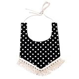 Domybest可愛いベビー食事用エプロン　水玉柄　ボーダー柄　花柄 タッセル　よだれかけ　赤ちゃん 幼児　お食事練習 お絵描き　保育園用などに最適　多種類選択可能 (F)