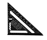 function-ruler 7インチメトリックアルミニウム合金スピードスクエアRoofing三角形角度分度器定規 ブラック 4365367645421