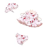 「楽々セレクトショップ」DUDU&MUMU正規品　可愛い子供用　水着　女の子　後ろ天使の翼を付き　ガールズ キッズ 3点セット キャップ　フラミンゴ柄 (120)