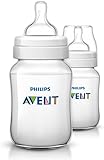 Philips Avent Anti-colic Baby Bottles Clear, 9oz, 2 Piece