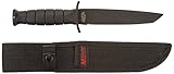 MTech USA MT-113 Rescue Team Fixed Blade Survival Knife, Black Straight Edge Tanto Blade, Black Hand