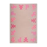 Joy Carpets Kid Essentials Infants & Toddlers Frisky Friends Rug Pink 5'4 x 7'8 [並行輸入品]