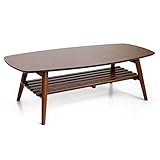 ローテーブル　棚付き　木製リビングテーブル　110　cm　ウォールナット