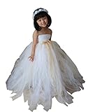 JSファッション リボン結びふんわりチュチュプリンセス チュールドレス 100サイズ Aタイプ(白フラワー) [並行輸入品]