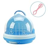 哺乳瓶収納ケース ミルクボックス ベビー哺乳瓶 乳首乾燥ラック ほ乳びん消毒 清潔ラック ベビー用品乾燥ボックス ハサミ 付き (ブルー)