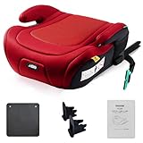 PFEBRO ジュニアシート ISOFIX R129適合 i-Size ブースターシート チャイルドシート 取付簡単 ロングユース 125～150cm 洗えるカバー (レッド(厚いクッション))