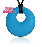 Jelly Beads Ares Silicone Teething Necklace - Teether Ring Donut Pendant for Mom (Deep Sky Blue) by 