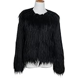 レディースコート Hosam フェイクファー コート 女子 暖か 欧米風 おしゃれ 無地 ガルズコート S-XXXL 6色を選ばれ モコモコ 服 日常着 パーティー ファッション (ブラック, L)