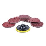 AUTOTOOLHOME ディスクペーパー マジック式 サンドペーパー 丸型 125mm径 8穴 研磨パッドM10六角軸（60#/80#/120#/180#/240#/400#/600#800#各10