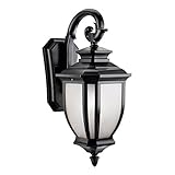Kichler Lighting 9040BK Salisbury 1-Light Outdoor Wall Mount Fixture, Black with White Linen Glass [