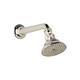 Rohl C5504EPN Perletto 3-in Anti-Cal Single Function Showerhead with 7-in Shower Arm, Polished Nicke