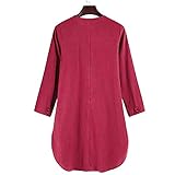 LZE大きなサイズ ドレス レジャー 無地 ボタン 綿とリネン ドレス ゆったり ロング ワンピース ドッキング リラックス 綿麻 大人 可愛い S ~ L5 レディース 長袖 コットン 膝丈 レディ