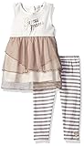 GUESS Baby Girls' Sleeveless Jersey and Tiered Chiffon Tunic and Stripe Legging Set Whipped Cream 18