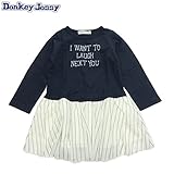 Donkey Jossy（ドンキージョシー） 「ストライプ」切替長袖ワンピース・ネイビー【1603】【C】 110 ネイビー(N)