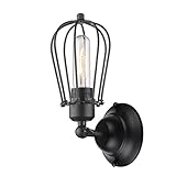Signstek Vintage Style Retro Industrial Black Cage Wall Light Lamp Sconce E27 Socket (Bulb Not Inclu