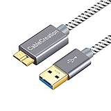 USBケーブル マイクロ B, CableCreation USB A Micro B ケーブル hddケーブル USB 3.0 超高速 外付けハードディスクケーブル、HDカメラ対応, Samsung Note 3/Galaxy S5/N9000充電ケーブル 2M/スペースグレー
