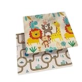 zjdgweh プレイマット 折り畳み式ベビープレイマット 赤ちゃん プレイマット 厚手 転倒防止 おしゃれ 子供 ゲームパッド 遊びマット育児マット 滑り止め 防水 清掃簡単 衝撃吸収 両面使用可 プレゼントに (C,200CM*180CM*1cm)