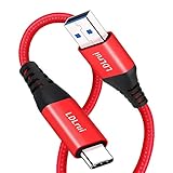 急速充電ケーブル 高速データ転送 USB C 3.1 Gen 2 - USBケーブル Type C 3A 10Gbps 60W QC3.0高速充電付きショート 赤 0.9M 1本