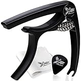 Phoenix カポタスト【type SH】ワンタッチ ギター カポ／お手入れ用ファイバークロス／ピック／メーカー保証書 ＜4点セット＞ BLACK