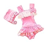 Taiycyxgan Toddler Girls One Piece水着レースチュチュ水着Bathing Suit with帽子 カラー: ピンク