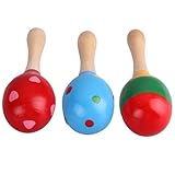 2 Wooden Wood Maraca Rattles Shaker Percussion kid Baby Musical Toy Favor