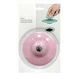 AMAA ワンタッチ 排水栓 止水栓 洗面台 流し台 浴室 排水口 ドレイン ストッパー カバー ヘアキャッチャー 水流 切り替え グリーン ブルー 白 ピンク (ピンク)