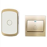 WYMLKUD ワイヤレス・ドアベル、 世帯 インテリジェントなリモートのドアベル、 受信機+送信機（バッテリーが必要）のプラグイン、 防水 ABS材料、 ゴールド/シルバー 3のスタイル (色 : 
