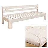 木製伸長式すのこソファベッド専用ふとん付 シングル 伸長式/ﾌﾚｰﾑﾎﾜｲﾄｳｫｯｼｭ布団ﾍﾞｰｼﾞｭ(BE17）