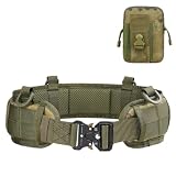 [J-HARK] タクティカルベルト モールシステム サバゲー ベルト MOLLE 高性能メタルバックル ポーチ セット (ブラック)