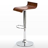 【木目が際立つ曲線デザイン】 滑らか曲線カウンターチェアー 座りやすいくぼみ座面 プライウッド製 ブラウン色