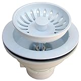LASCO 03-1059W Heavy Duty PVC Body Kitchen Sink Basket Strainer Assembly, White [並行輸入品]