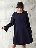 Angeliebe エンジェリーベ マタニティ ワンピース 授乳口付き Wフェイス 表起毛 キャンディスリーブ ワンピ 妊婦服 産前 産後 長袖 L ネイビー 22201 22201370