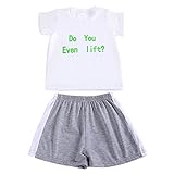 Cutelove 子供服 Tシャツ＆パンツ 上下セット Tシャツ 上着 男の子 赤ちゃん キッズ 可愛い 英字プリント 半袖 ショートパンツ 夏 カジュアル
