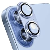 Hinnwer カメラカバー iPhone 17 用の カメラ保護 アルミ合金一体製 9H強化ガラス 全面保護 耐衝撃 高透過率 黒縁取り 露出オーバー防止【1枚】アイフォン17 カメラフィルム 用の - ライトブルー