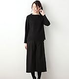 Angeliebe エンジェリーベ マタニティ 授乳口 付 ボトルネック トップス ＆ タック パンツ セットアップ 産前 産後 対応 授乳服 妊婦服 S ～ M ブラック × ブラック