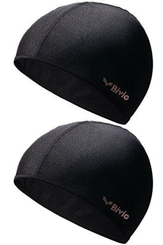 【 汗垂れ軽減 ジャストフィット】Bivio ヘルメット インナーキャップ 2枚セット 吸汗速乾ドライメッシュ ビーニー スカルキャップ ロードバイク・自転車・バイク・仕事用 ヘルメットインナー