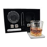 Lazysong 父の日 ウイスキーグラス ロックグラス 珪藻土コースター付き アイスキューブ付き 化粧箱入れ ギフトセット 父の日 誕生日 記念日 挨拶 ありがとう 結婚祝い 引越祝い 330ml