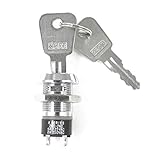 キーロックスイッチ，SODIAL(R) 4A/125V 2A/250V AC 4ターミナルオン　オフ　チューブラーキーロックスイッチ　シルバートーン