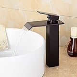 Wovier Oil Rubbed Bronze Waterfall Bathroom Sink Faucet,Single Handle Single Hole Vessel Lavatory Fa